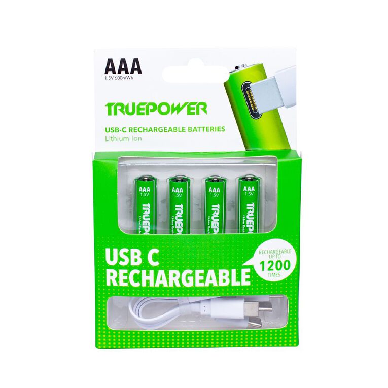 Truepower Truepower AAA USB-C Rechargeable Batteries, , hi-res