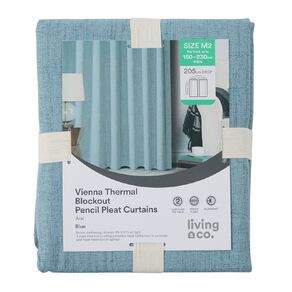 Living & Co Vienna Curtains Blue 150-230cm Wide/205cm Drop