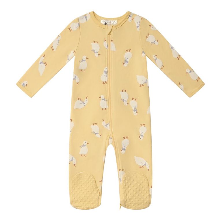 Young Original Babies' Cosy Inner Sleepsuit, Yellow Light, hi-res