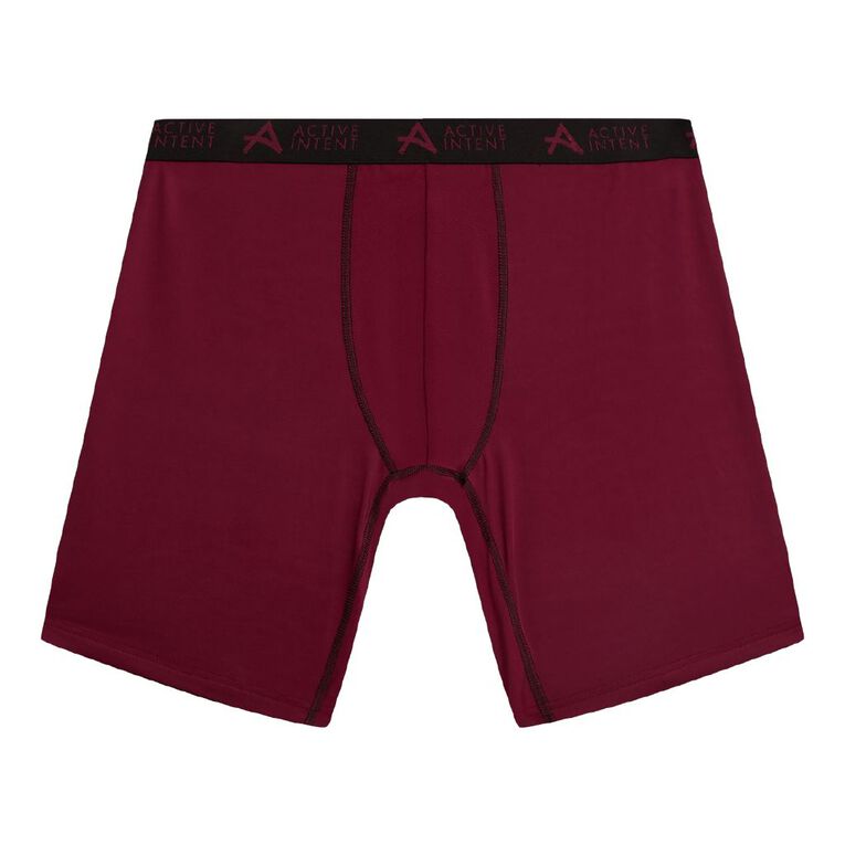 Active Intent Men's Performance Mesh Insert Long Length Trunks, Red Dark, hi-res