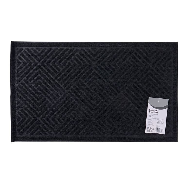Living & Co Doormat Rubber Print Charcoal 45cm x 75cm, , hi-res
