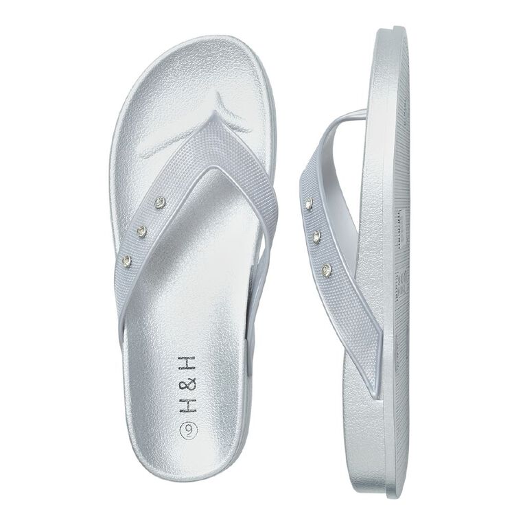 H&H Women's Bling Jandals, Silver, hi-res