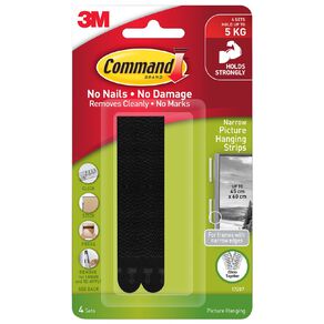 Command Picture Hanging Strips Narrow Black