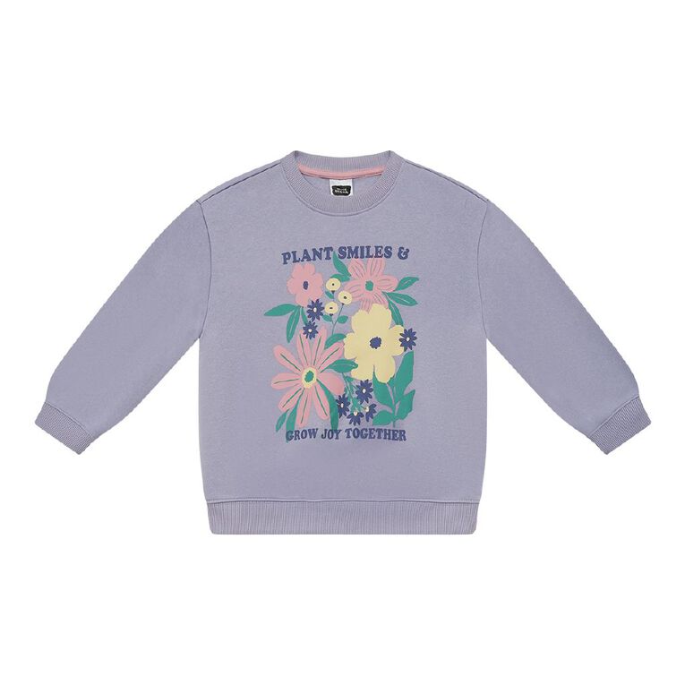 Young Original Printed Crew Sweat, Purple Light, hi-res