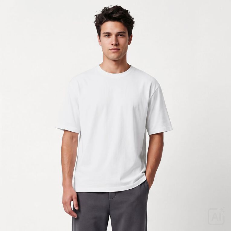 Garage Men's Heavyweight Boxy Tee, White, hi-res