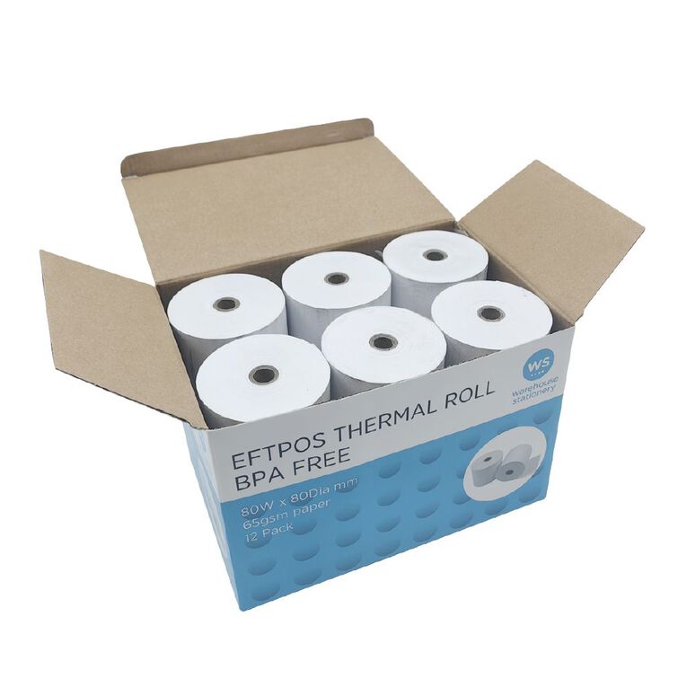 WS Eftpos Rolls BPA Free 80mm x 80mm 12 Pack, , hi-res