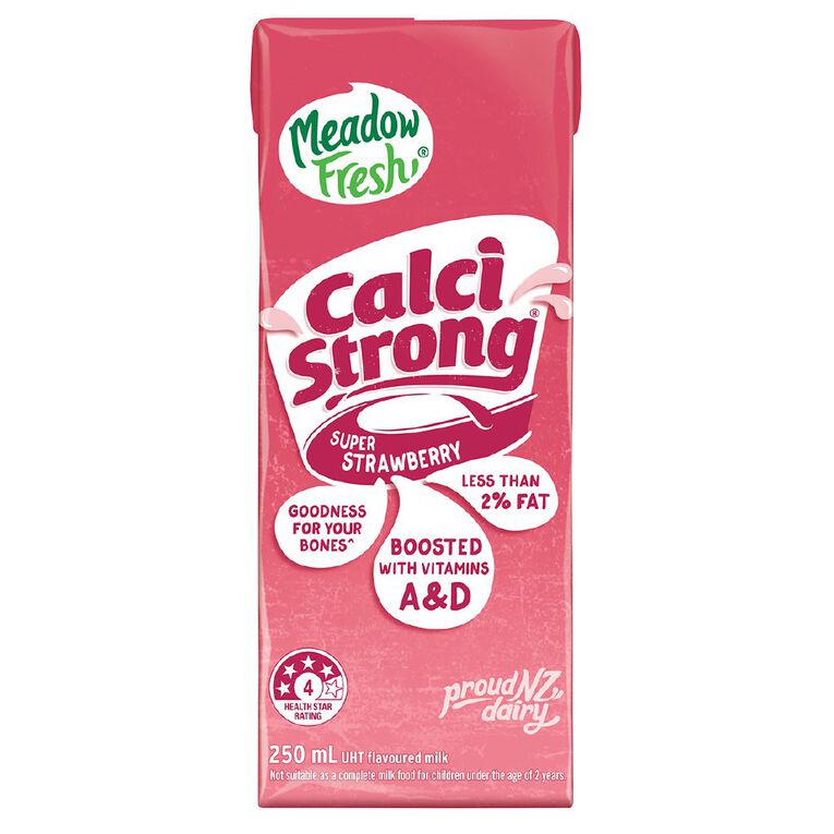 Meadow Fresh Calci Strong UHT Strawberry 250ml, , hi-res