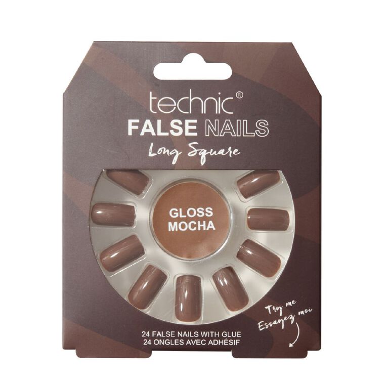 Technic False Nails Long Square Gloss Mocha, , hi-res