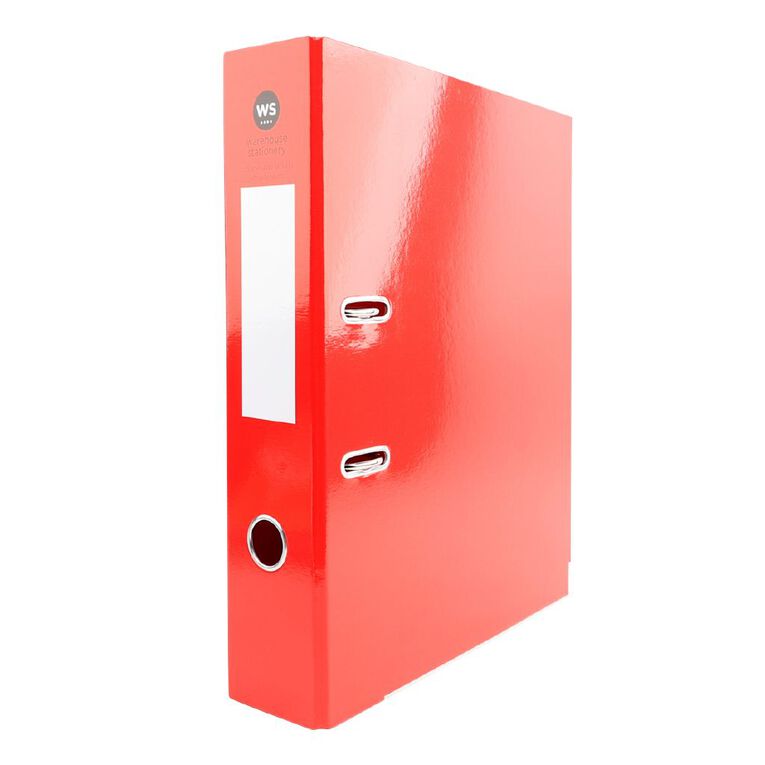 WS Lever Arch File Foolscap Red Red Mid, , hi-res