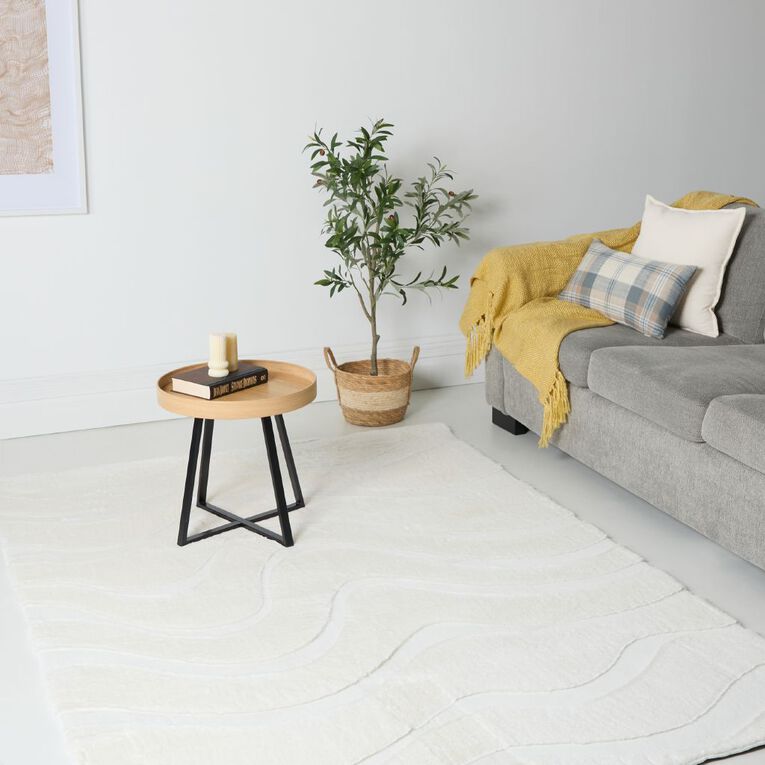 Living & Co Rug Sherpa Swirl Cream 160cm x 230cm, , hi-res