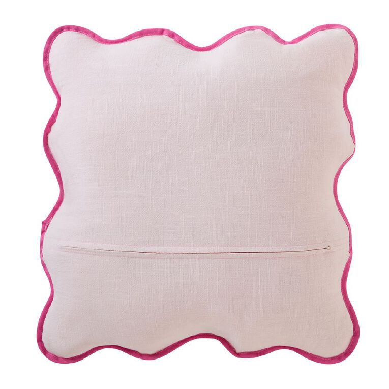 Living & Co Cushion Linen Rich Scallop Pink 50cm x 50cm, , hi-res
