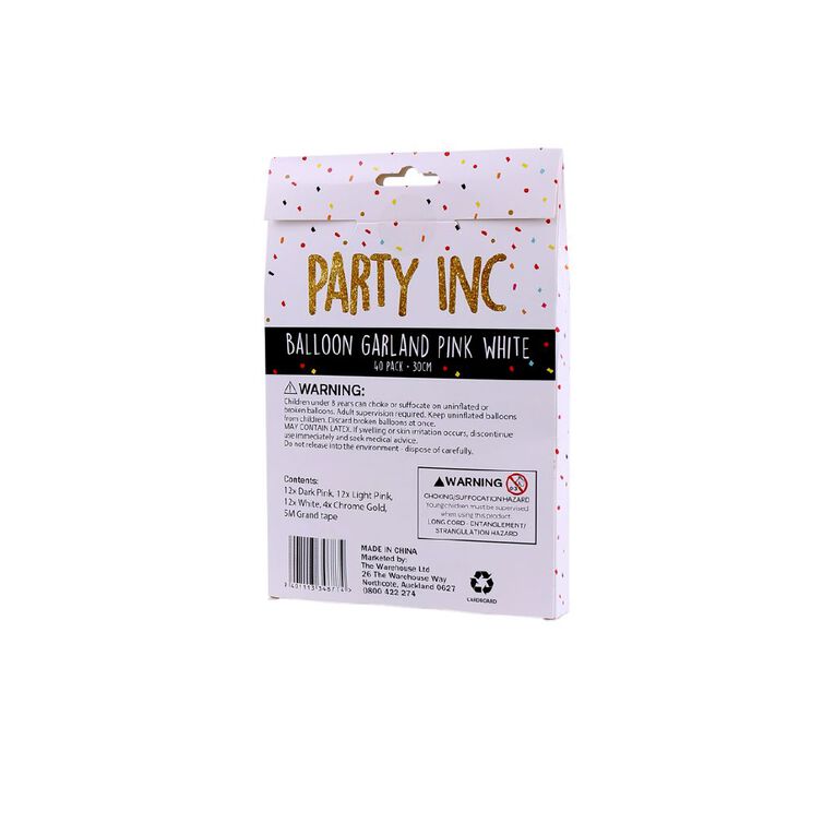 Party Inc Balloon Garland Pink & White 30cm, , hi-res