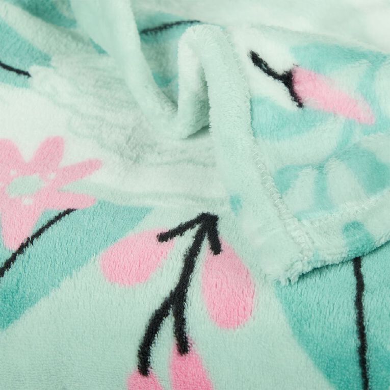 Living & Co Kids Coral Fleece Throw Swans Pink, , hi-res
