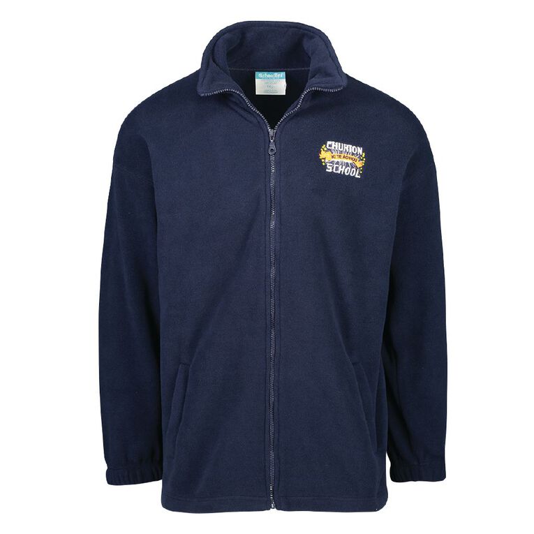 Schooltex Churton School Zip-Thru Polar Fleece Top with Embroidery, Navy, hi-res