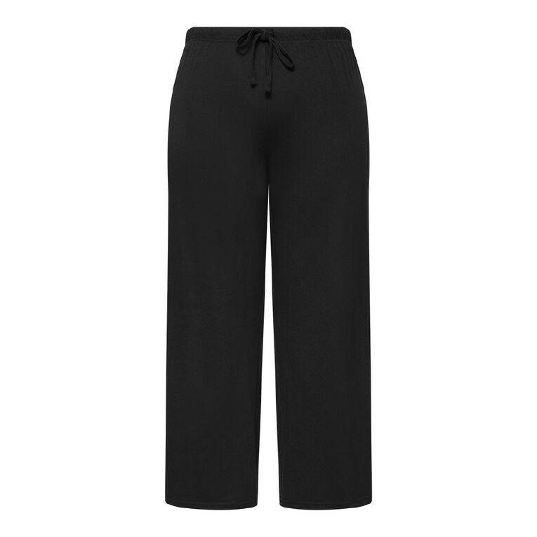 H&H Women's Plus Knit Pyjama Pants, Black, hi-res
