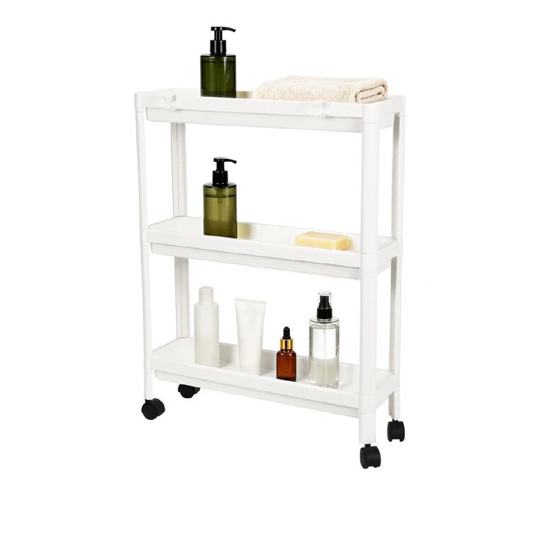 Living & Co 3 Tier Plastic Trolley White, , hi-res
