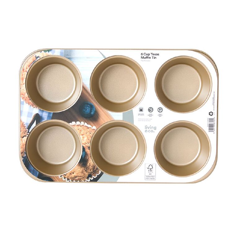 Living & Co Heavy GaugeTexas Muffin Tin Gold, , hi-res