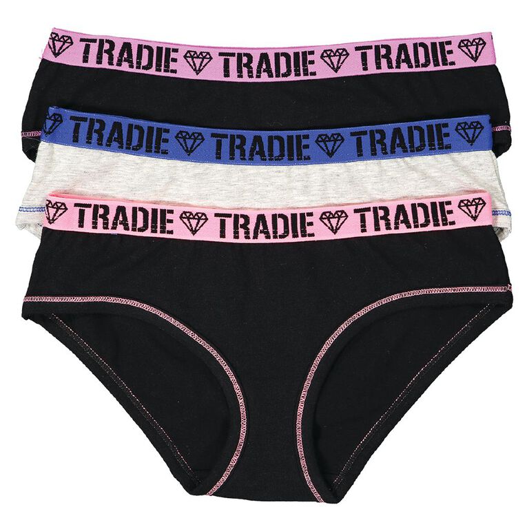 Tradie Kids' Boyleg Briefs 3 Pack Black focus The Warehouse