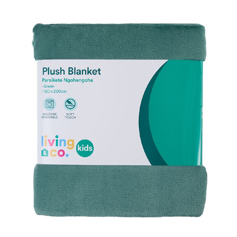 Living & Co Kids Plush Blanket Green Single, , hi-res