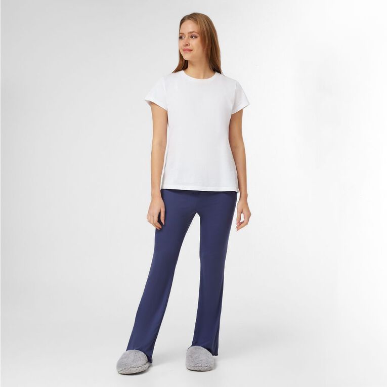 H&H Women's Rib Pyjama Pants, Blue Mid, hi-res
