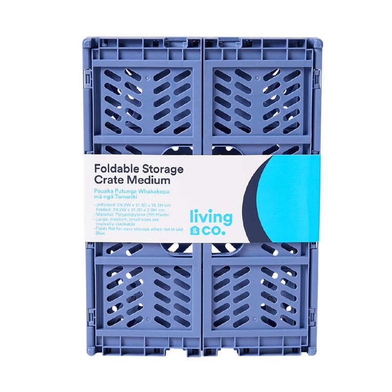 Living & Co Kids Medium Foldable Storage Crate Blue, , hi-res