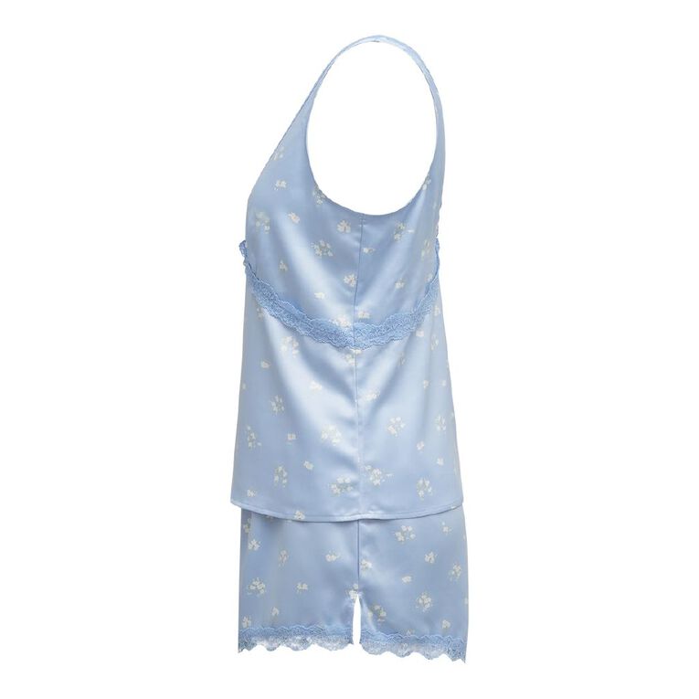 H&H Women's Satin Camisole Pyjama Set, Blue Light, hi-res