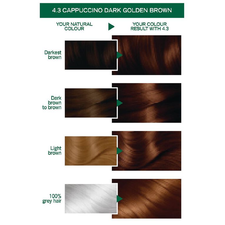 Garnier Nutrisse Permanent Creme Dark Golden Brown Cappuccino 4.3, , hi-res