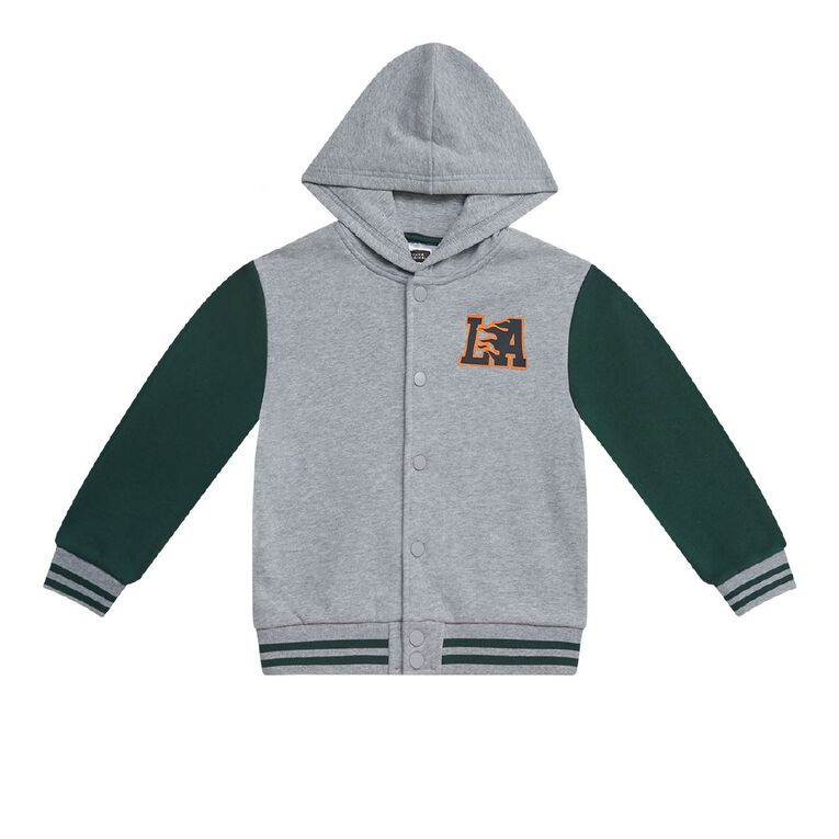 Young Original Hooded Fleece Bomber Jacket, Grey Mid, hi-res