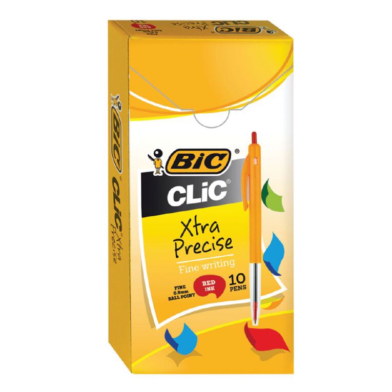 Bic Pen Clic Fine 10 Pack Red, , hi-res