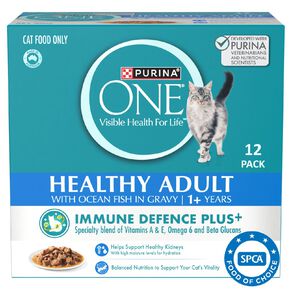 PURINA ONE Healthy Adult with Ocean Fish in Gravy Wet Cat Food 12 x 70g