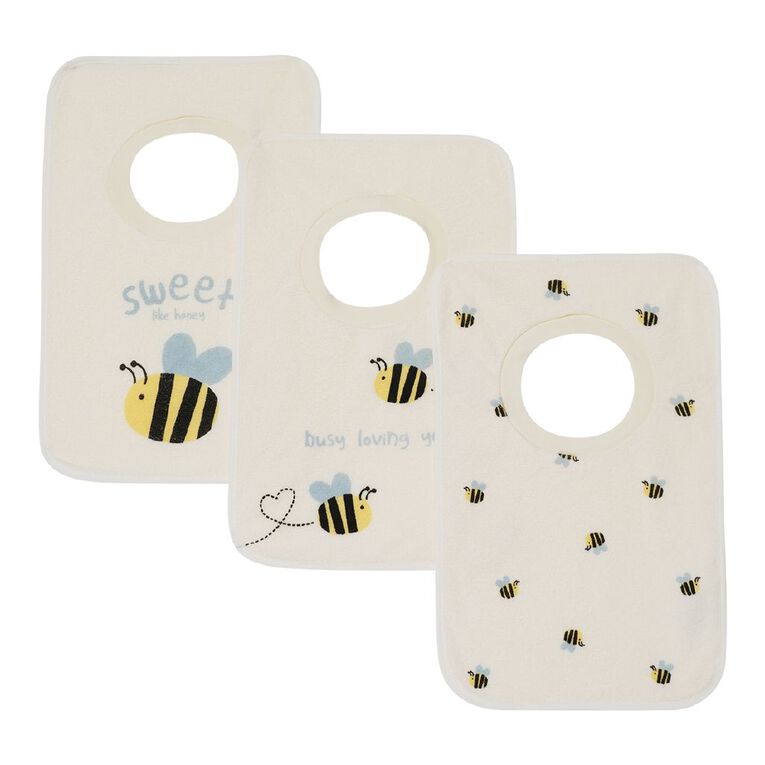 Young Original Babies' Pull Over Bibs 3 Pack, Cream, hi-res