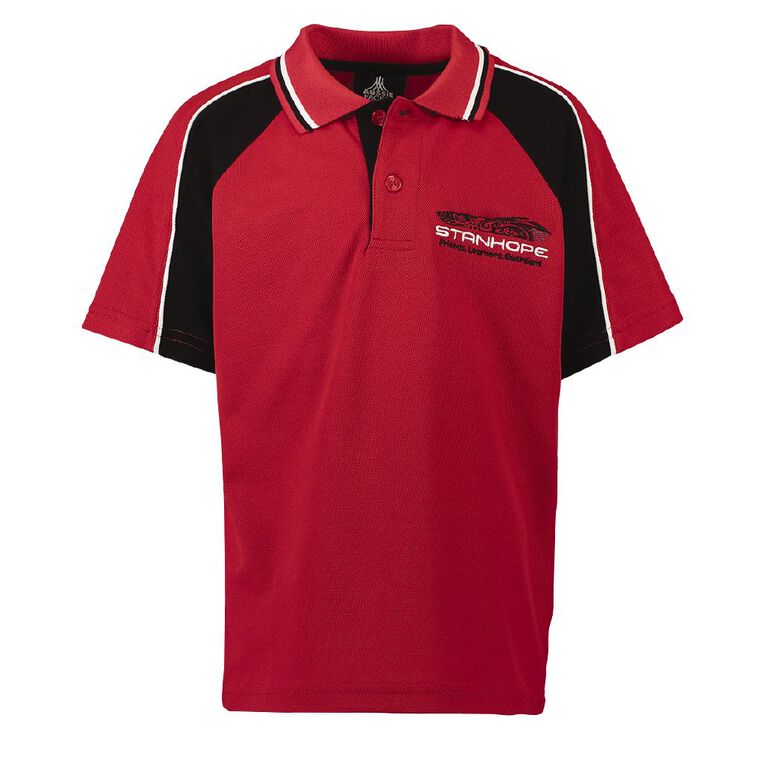 Schooltex Stanhope Road School Short Sleeve Polo with Embroidery, Red/Black, hi-res