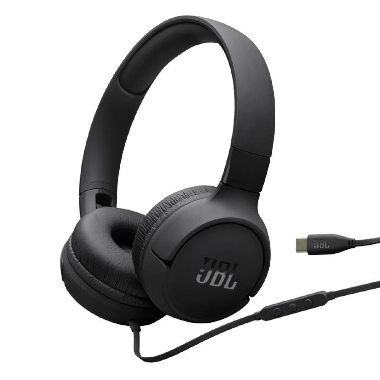 JBL Tune 520C USB-C Wired On-Ear Headphones Black, , hi-res