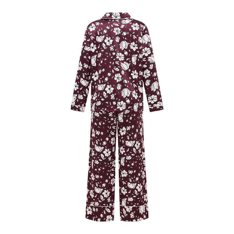 H&H Women's Satin Pyjama Set with Eye Mask, Red Mid, hi-res