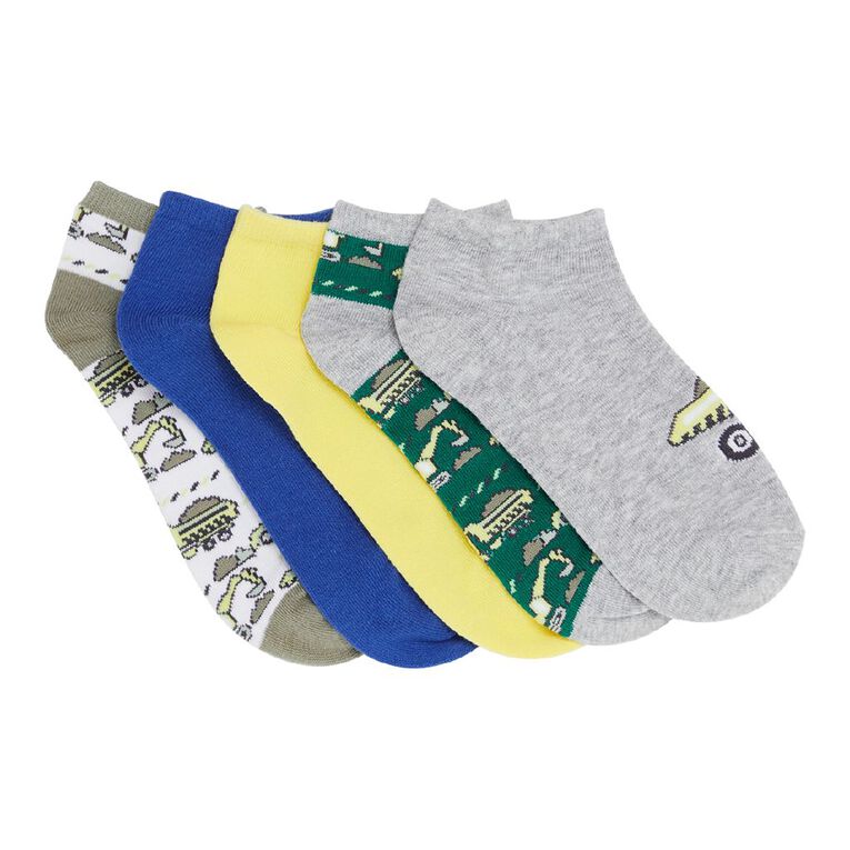 H&H Boys' Liner Jacquard Socks 5 Pack, Yellow, hi-res