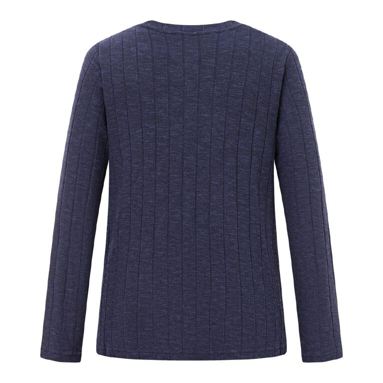 H&H Maternity Long Sleeve Brushed Rib Top, Navy, hi-res