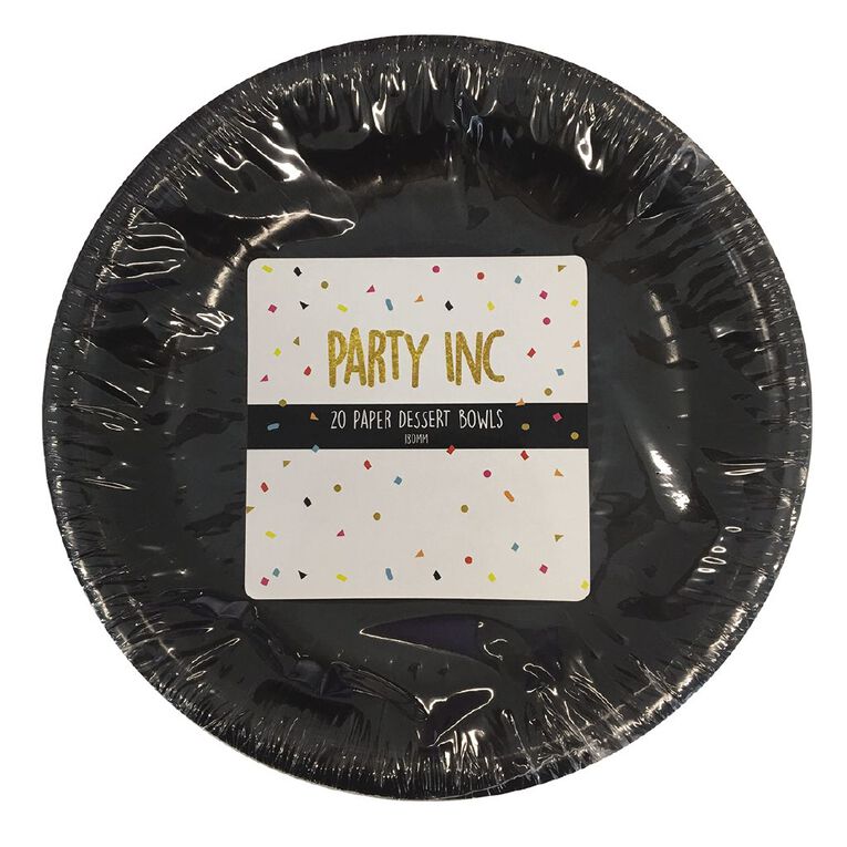 Party Inc Paper Dessert Bowls 18cm Black 20 Pack Black The Warehouse