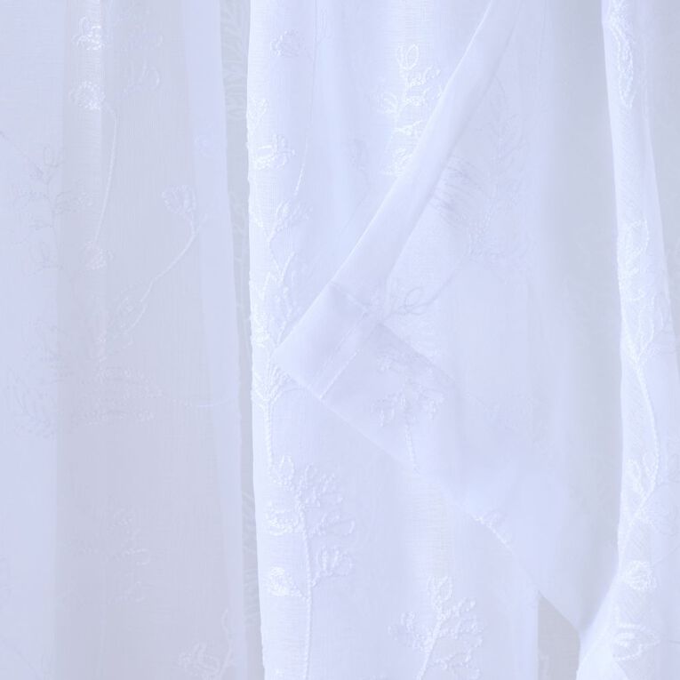 Living & Co Alice Voile White 90-180cm Wide/200cm Drop, White, hi-res