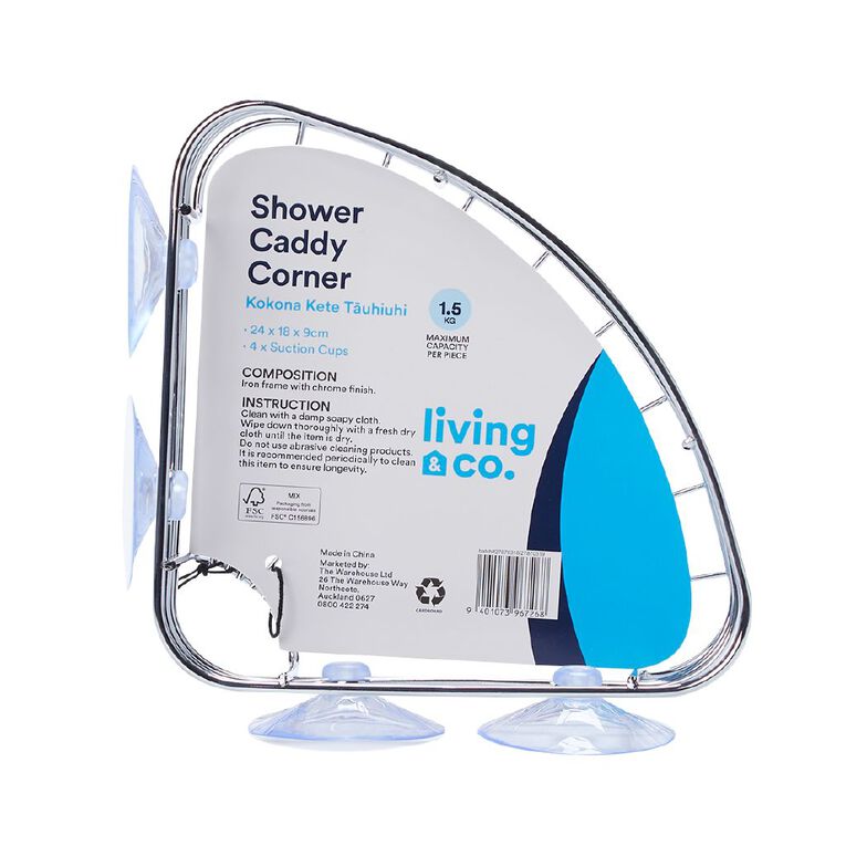 Living & Co Shower Caddy Corner Silver, , hi-res