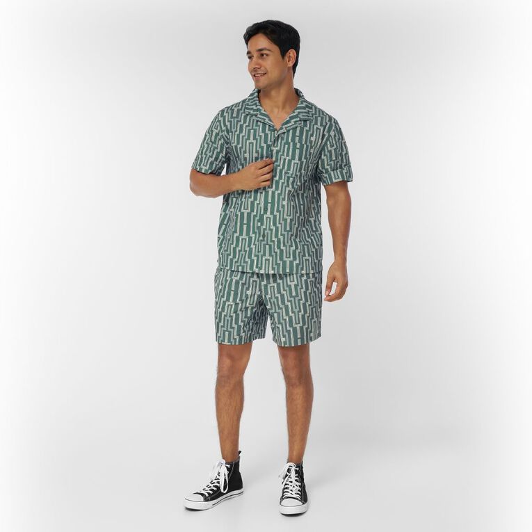 Karanga Ink Men's Short Sleeve Shirt, Green Dark, hi-res