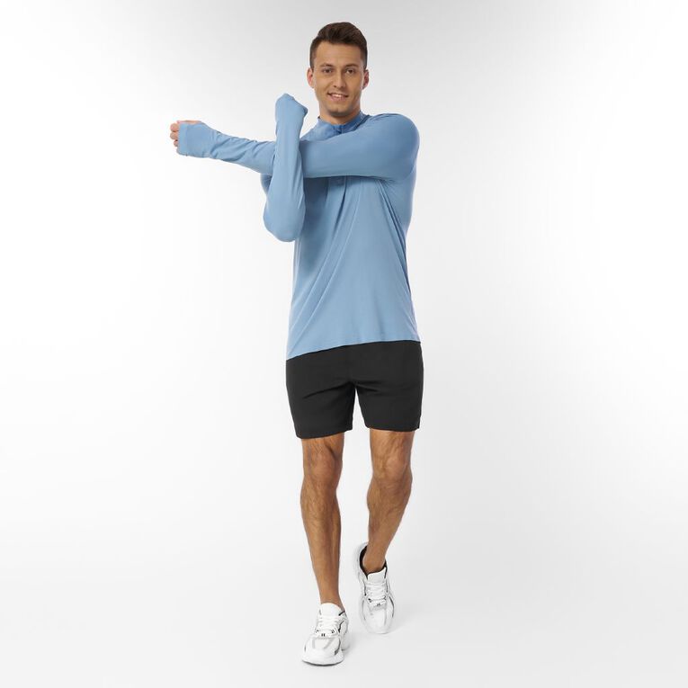 Active Intent Men's Quarter Zip Seamless Top, Blue Mid, hi-res