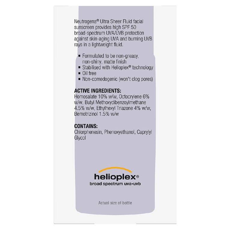 Neutrogena Ultra Sheer Face Fluid SPF50 40ml 40ml, , hi-res