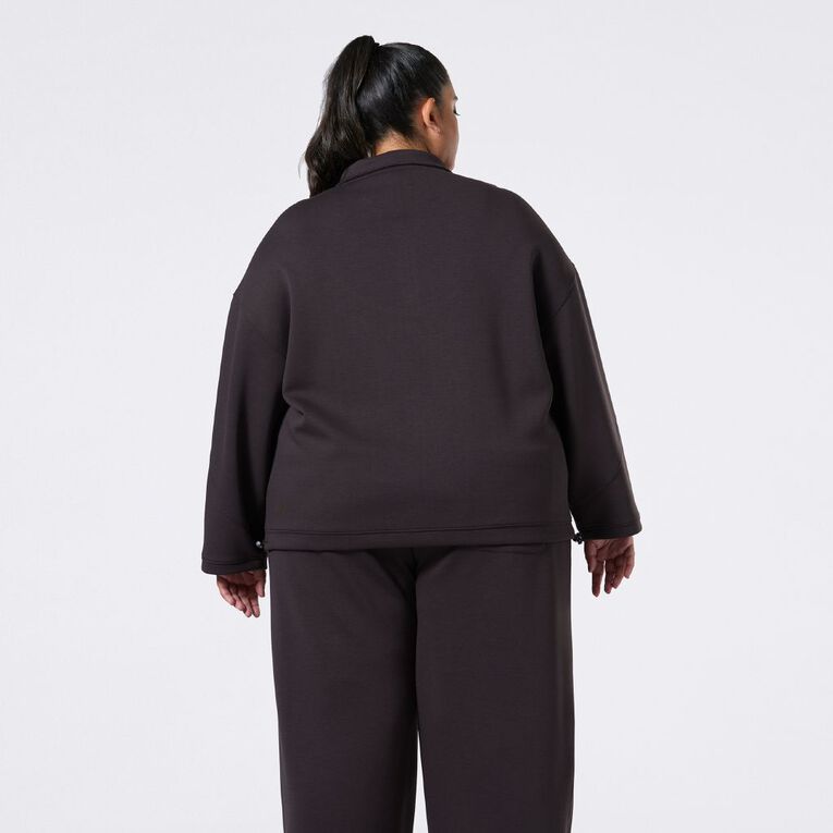 H&H Curve Women's Interlock 1/4 Zip Sweat, Brown Dark, hi-res