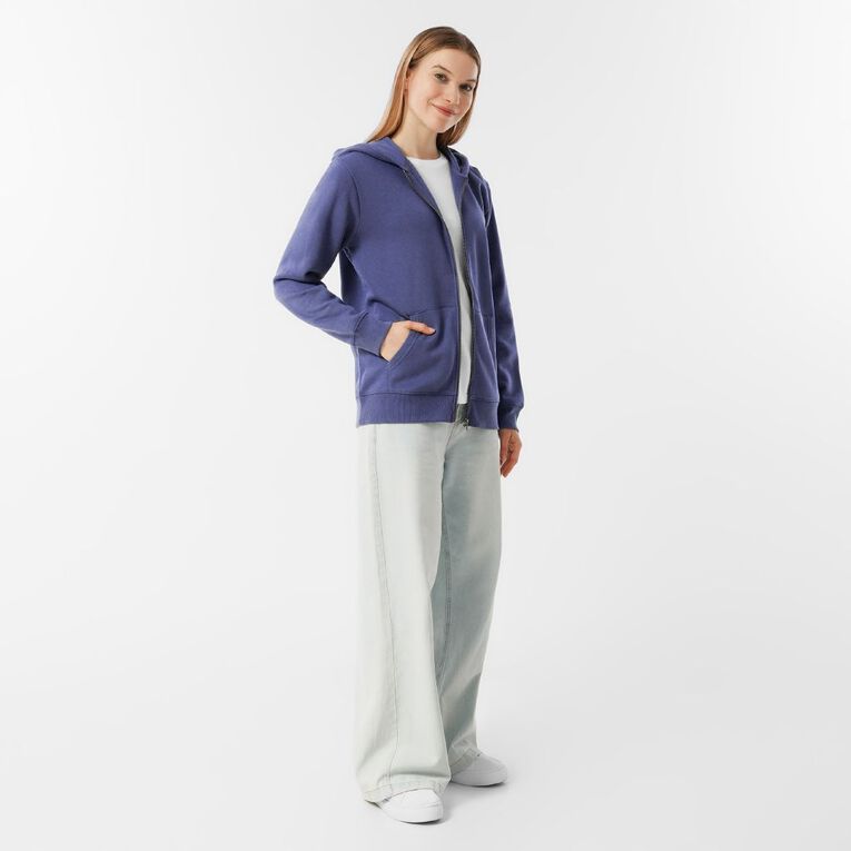 H&H Women's Zip-Thru Hoodie Sweat, Blue Mid, hi-res