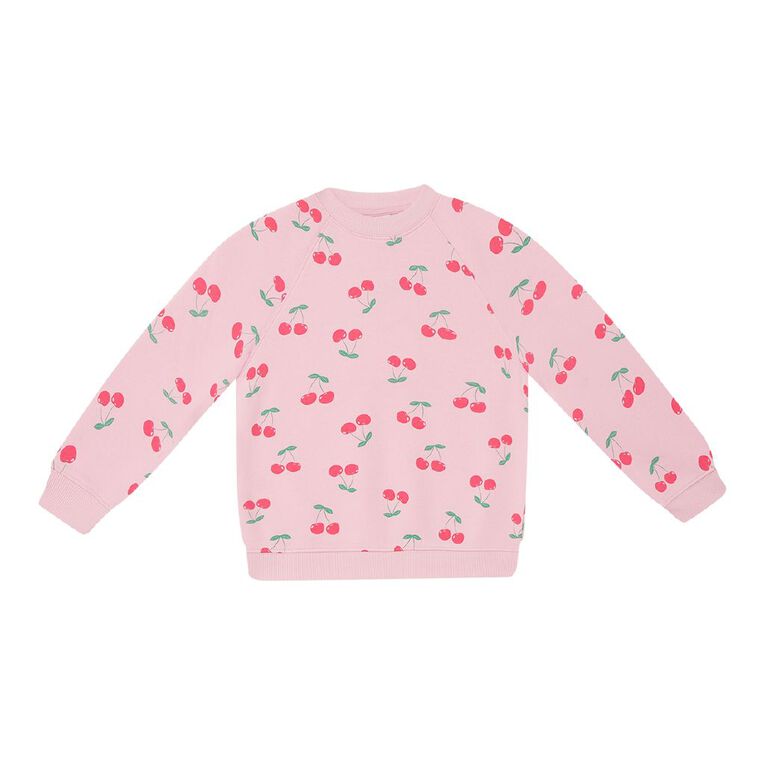 Young Original Raglan Printed Crew Sweat, Pink Mid, hi-res