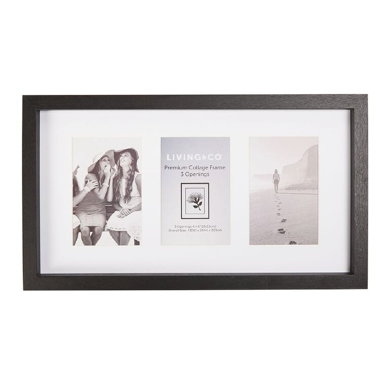 Living & Co Premium Collage Frame 3 Opening 4in x 6in Black The Warehouse