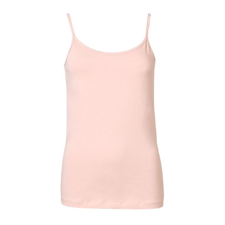 H&H Women's Stretch Cotton Fitted Shelf Cami, Pink Light, hi-res