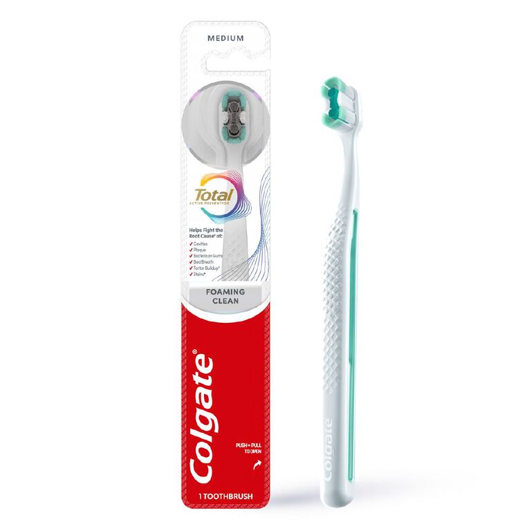 Colgate Total Active Prevention Foaming Clean Toothbrush Medium 1 Pack, , hi-res