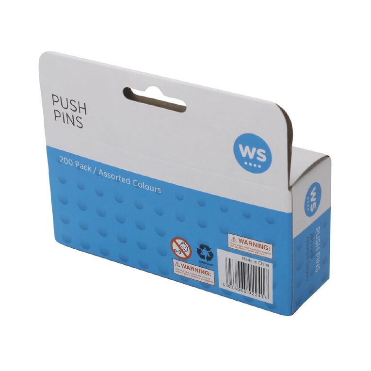 WS Push Pins 200 Pack Assorted, , hi-res