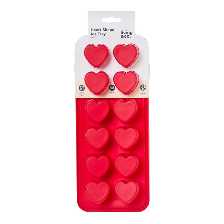 Living & Co Heart Shaped Ice Tray Red, , hi-res